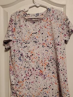 Athletic Works White Splatter-Print Short Sleeve Tee